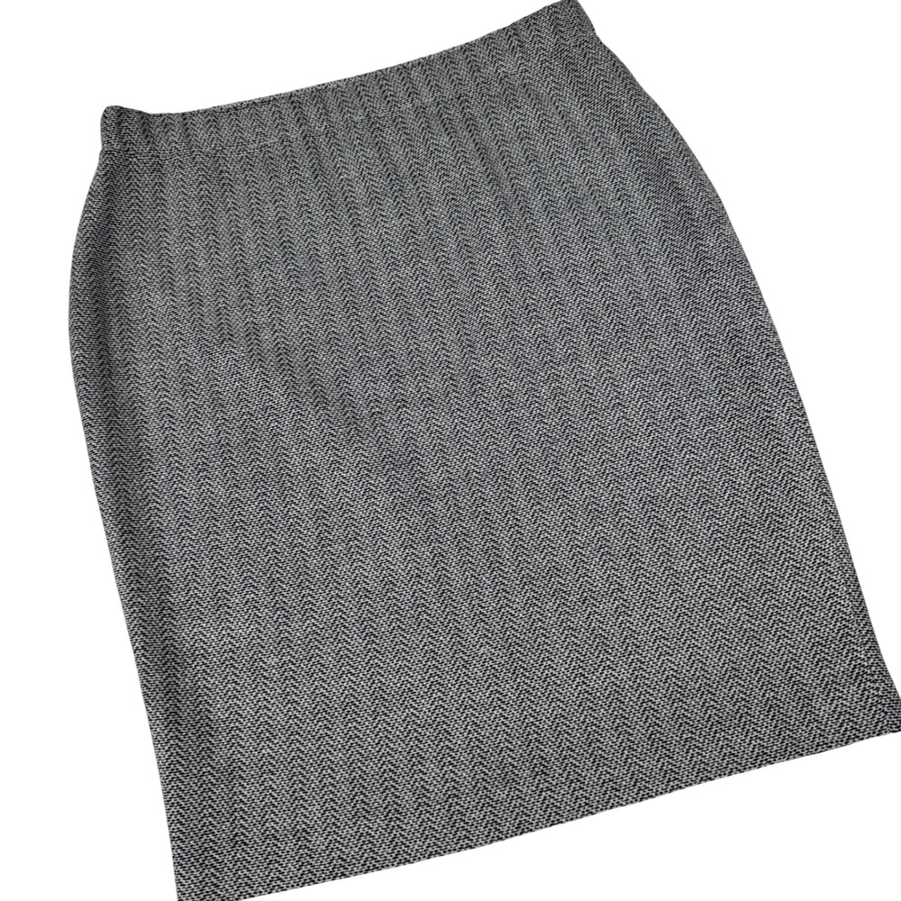 St. John Knit Skirt Women 8 Black White Chevron Zig Zag Pencil FA 03 VTG USA